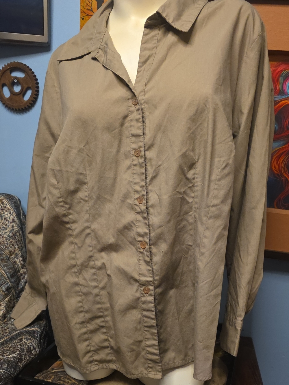 White Stag Men's Button-Down Shirt in Taupe